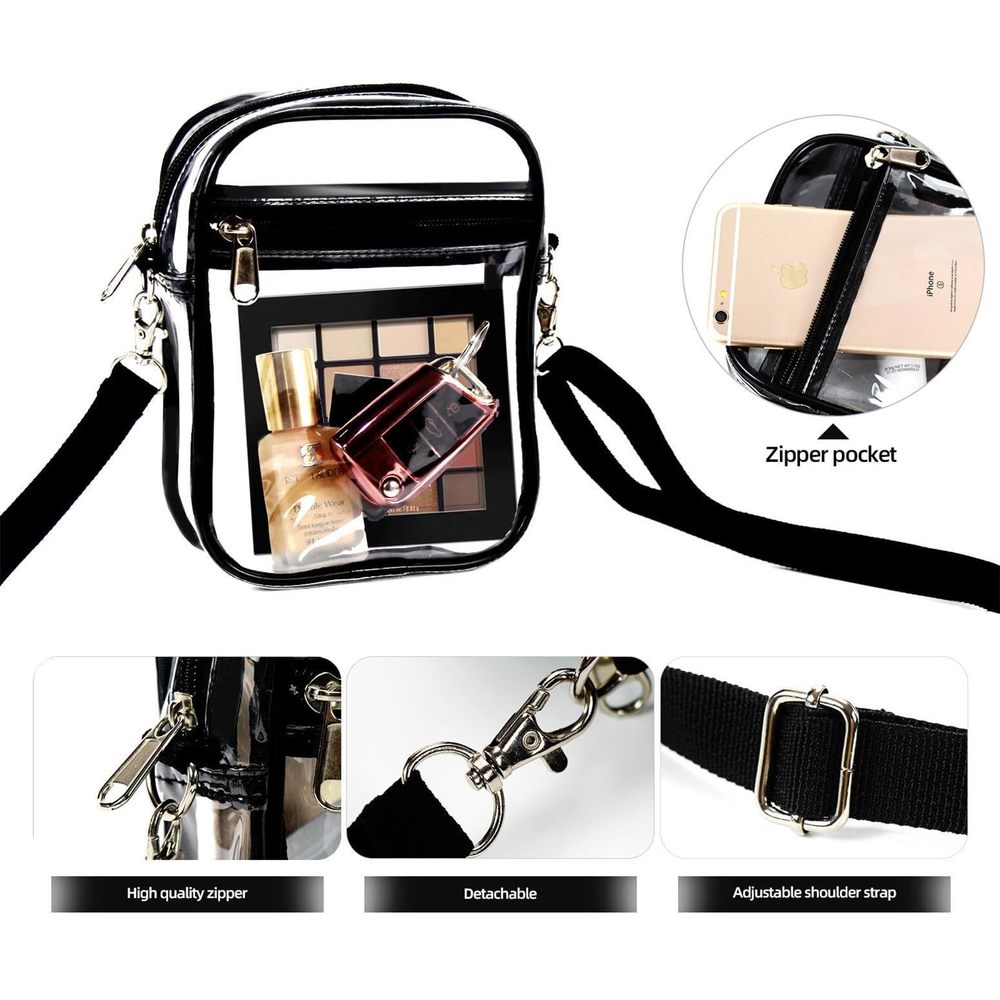 Clear Bag Stadium Aroved, Clear Crossbody Purse Bag With Front Pocket T_T - Picture 3 of 6